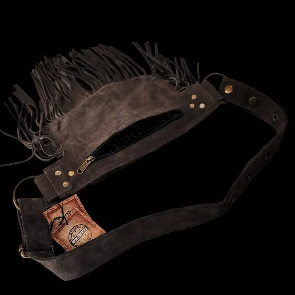 2025Genuine LeatherFestival Cow Girl Pocket Belt | Hip bag with Fringe Coffee… - Picture 14 of 14
